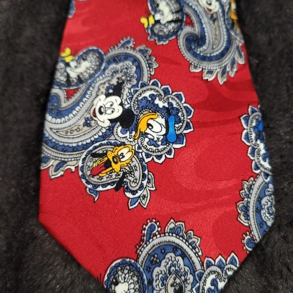 Mickey Unlimited Disney Paisley Tie Red Mickey Donald Pluto Balancine Inc